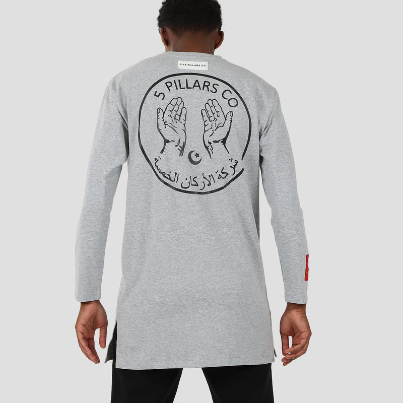 Grey Long – T-Shirt Company 5 Pillars Kameez Sleeve